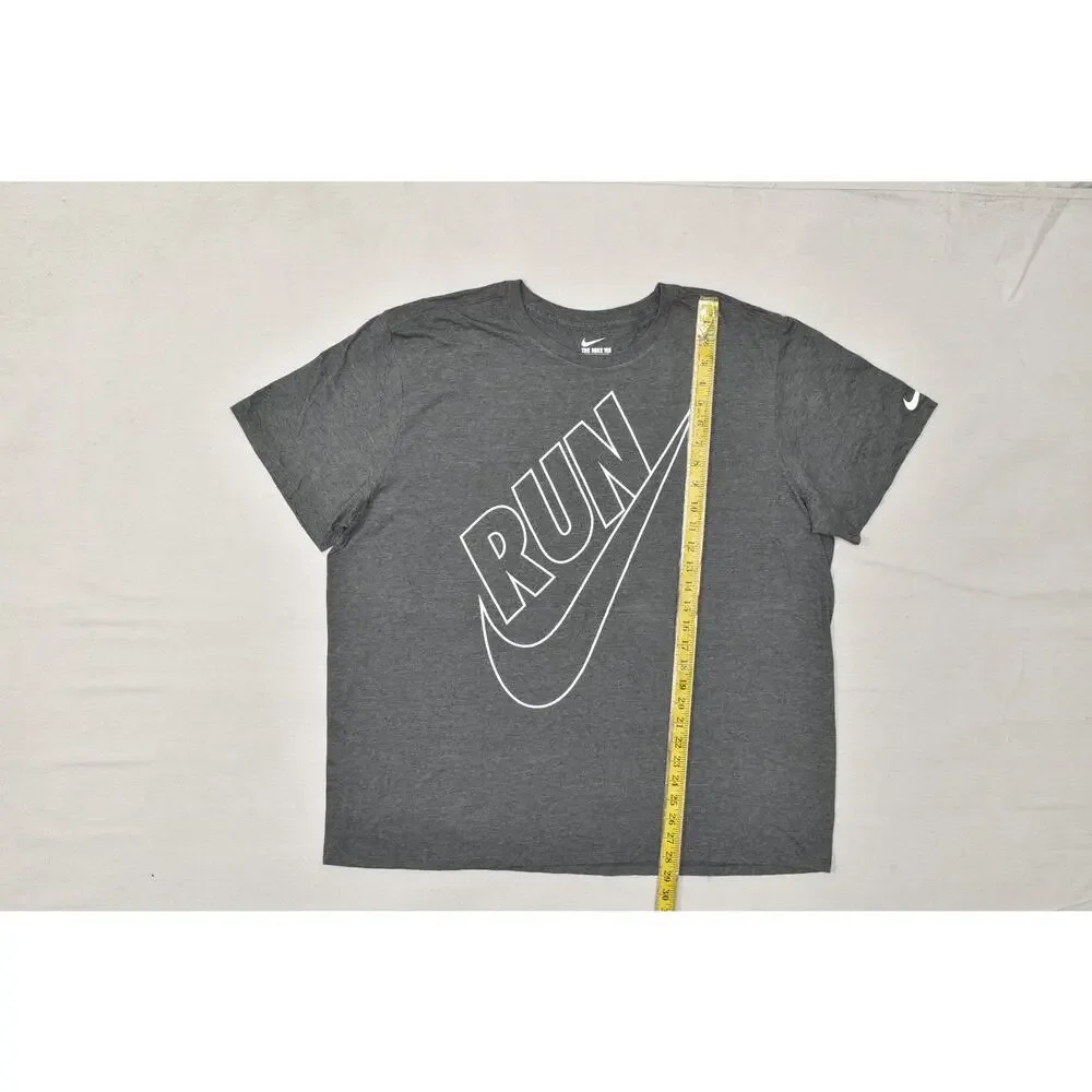 Nike Run Swoosh Graphic Heather Gray Athletic Cut Training T-Shirt XXL
